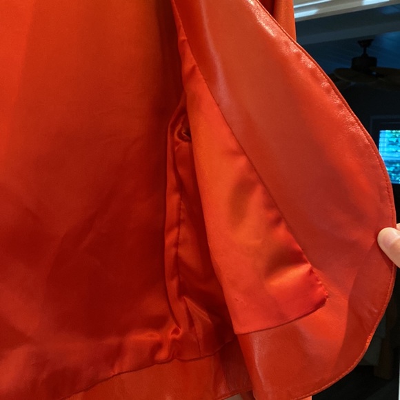 Yves Saint Laurent deep orange leather jacket with red jewels Size 42 - Picture 6 of 8